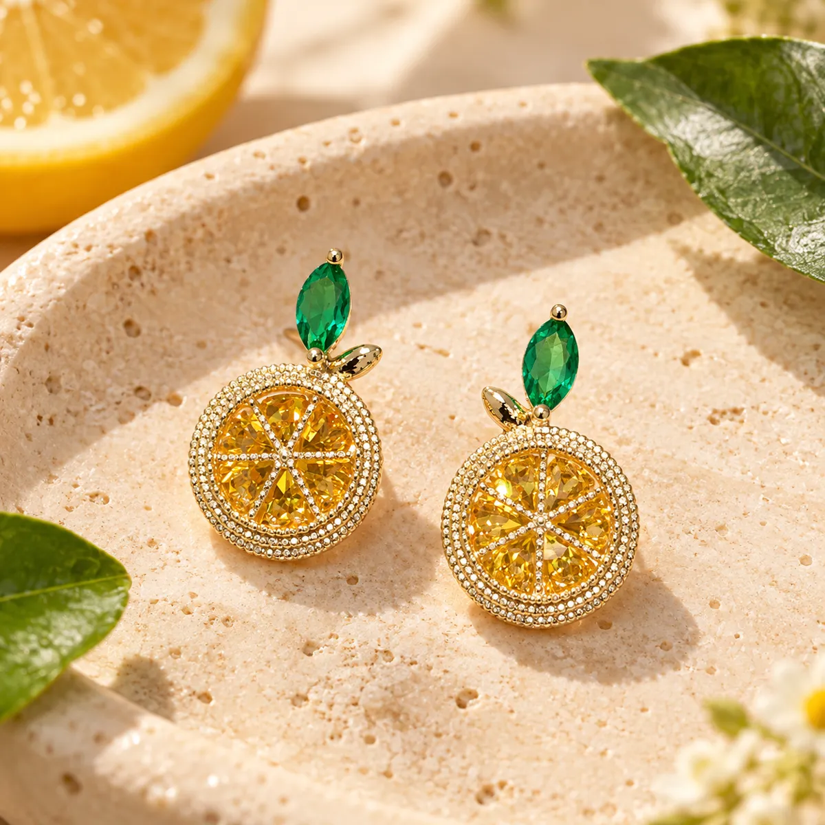 Limoncello Sparkle Lemon Stud Earrings